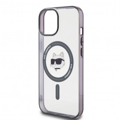 iPhone 15 PLUS transparent IML Choupette`s Head MagSafe KARL LAGERFELD nugarėlė 5