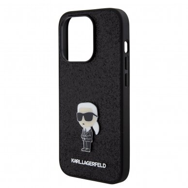 iPhone 15 PRO black Ikonik Fixed Glitter Metal PIN KARL LAGERFELD nugarėlė 5