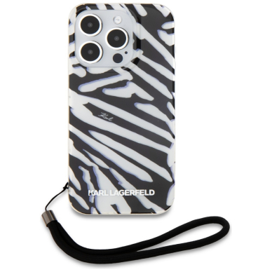 iPhone 15 PRO black IML Zebra with Cord KARL LAGERFELD nugarėlė 2