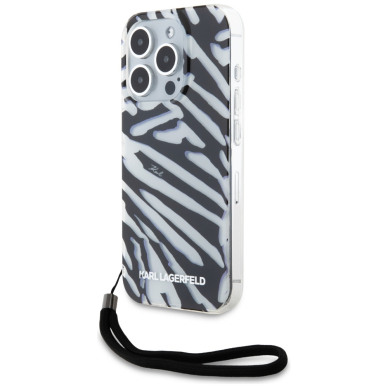 iPhone 15 PRO black IML Zebra with Cord KARL LAGERFELD nugarėlė 1