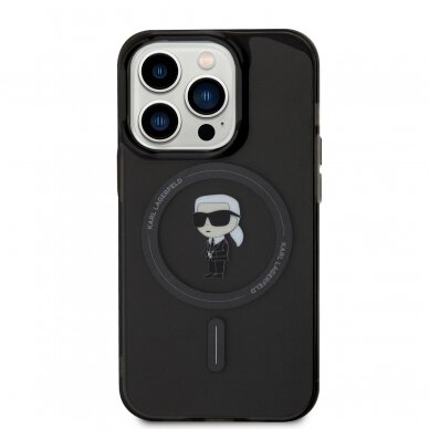 iPhone 15 PRO black MagSafe Ikonik IML KARL LAGERFELD nugarėlė 2