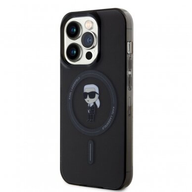 iPhone 15 PRO black MagSafe Ikonik IML KARL LAGERFELD nugarėlė 1