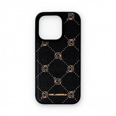 iPhone 15 PRO black Magsafe PU Karl Heads Pattern KARL LAGERFELD nugarėlė