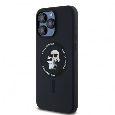 iPhone 15 PRO black Magsafe Silicone KC Heads Ring KARL LAGERFELD nugarėlė 1