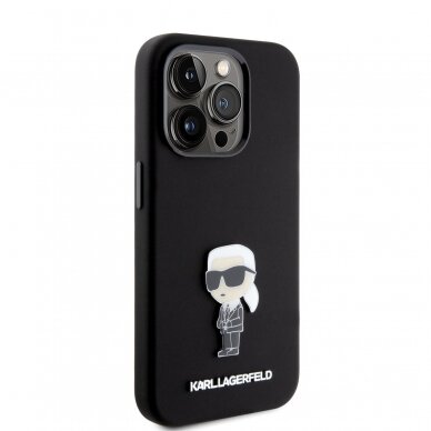 iPhone 15 PRO black Metal Ikonik KARL LAGERFELD nugarėlė 3