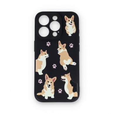 iPhone 15 PRO black nugarėlė Corgi Design00303