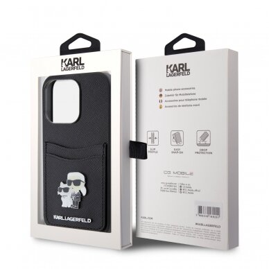 iPhone 15 PRO black Saffiano Cardslots Metal PIN KARL LAGERFELD nugarėlė 7