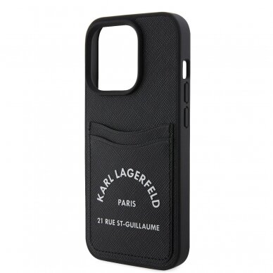 iPhone 15 PRO black Saffiano Cardslots RSG 3D Logo KARL LAGERFELD nugarėlė 5