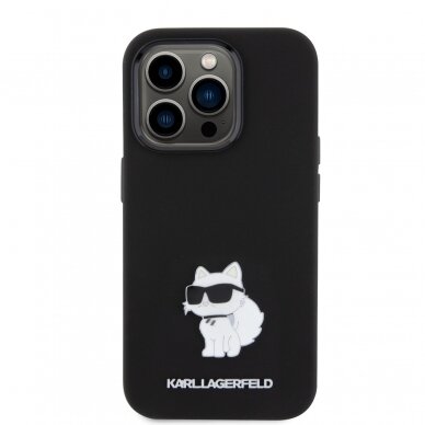 iPhone 15 PRO black Silicone Metal PIN KARL LAGERFELD nugarėlė 2