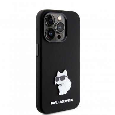 iPhone 15 PRO black Silicone Metal PIN KARL LAGERFELD nugarėlė 3