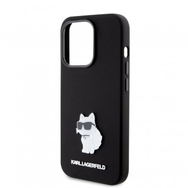 iPhone 15 PRO black Silicone Metal PIN KARL LAGERFELD nugarėlė 5