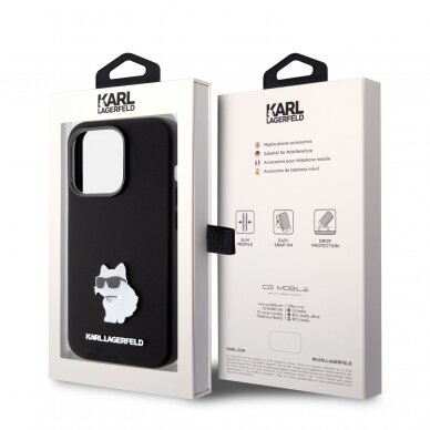 iPhone 15 PRO black Silicone Metal PIN KARL LAGERFELD nugarėlė 7