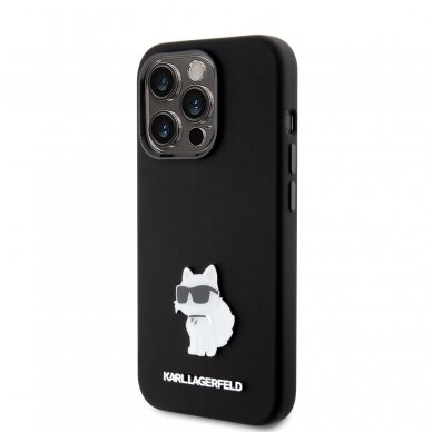 iPhone 15 PRO black Silicone Metal PIN KARL LAGERFELD nugarėlė 1