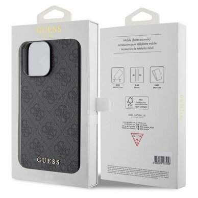 iPhone 15 PRO grey Metal Gold Logo GUESS nugarėlė 13