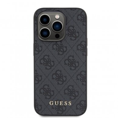 iPhone 15 PRO grey Metal Gold Logo GUESS nugarėlė 2