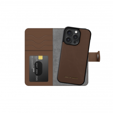 iPhone 15 PRO iDeal Of Sweden dėklas Magnet Wallet+ Dark Brown 3