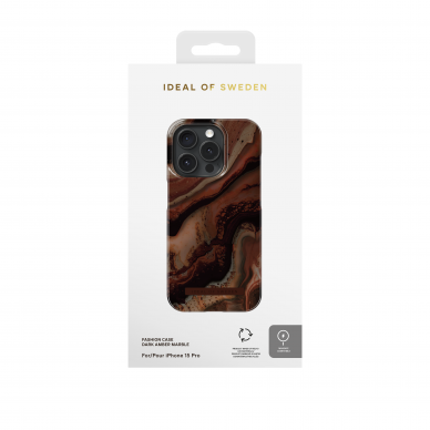 iPhone 15 PRO iDeal Of Sweden nugarėlė MagSafe Dark Amber Marble 1