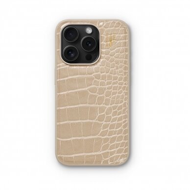 iPhone 15 PRO iDeal Of Sweden nugarėlė MagSafe Vegan Leather Warm Beige Croco