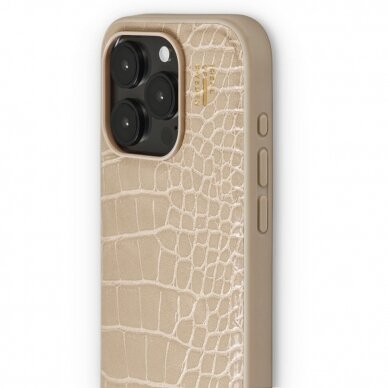 iPhone 15 PRO iDeal Of Sweden nugarėlė MagSafe Vegan Leather Warm Beige Croco 1