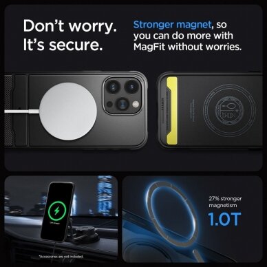 iPhone 15 PRO juoda SPIGEN RUGGED ARMOR MagSafe nugarėlė 13