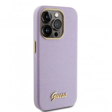 iPhone 15 PRO lilac Glitter Glossy Script GUESS nugarėlė 3