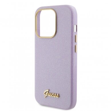 iPhone 15 PRO lilac Glitter Glossy Script GUESS nugarėlė 5