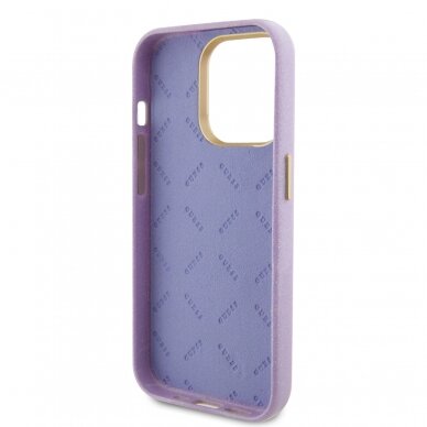 iPhone 15 PRO lilac Glitter Glossy Script GUESS nugarėlė 6