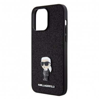 iPhone 15 PRO MAX black Glitter Fixed Metal Ikonik IML KARL LAGERFELD nugarėlė 5