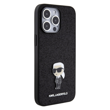 iPhone 15 PRO MAX black Ikonik Fixed Glitter Metal PIN KARL LAGERFELD nugarėlė 3