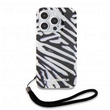 iPhone 15 PRO MAX black IML Zebra with Cord KARL LAGERFELD nugarėlė 1