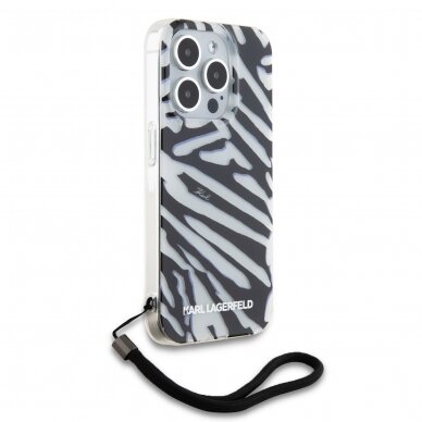 iPhone 15 PRO MAX black IML Zebra with Cord KARL LAGERFELD nugarėlė 2