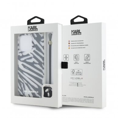 iPhone 15 PRO MAX black IML Zebra with Cord KARL LAGERFELD nugarėlė 6