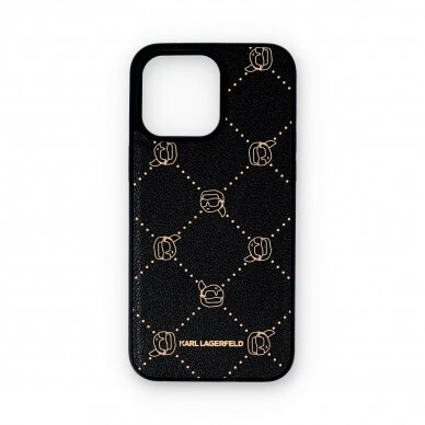 iPhone 15 PRO MAX black Magsafe PU Karl Heads Pattern KARL LAGERFELD nugarėlė