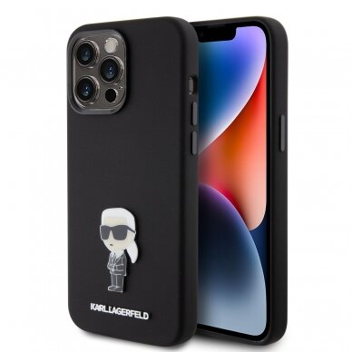 iPhone 15 PRO MAX black Metal Ikonik KARL LAGERFELD nugarėlė 2