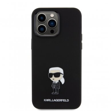 iPhone 15 PRO MAX black Metal Ikonik KARL LAGERFELD nugarėlė