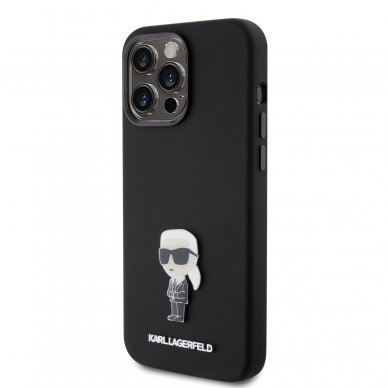 iPhone 15 PRO MAX black Metal Ikonik KARL LAGERFELD nugarėlė 1