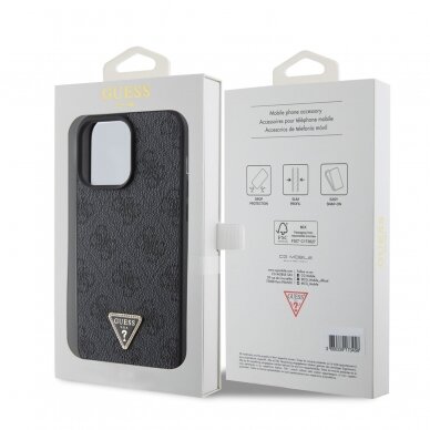 iPhone 15 PRO MAX black PU Leather Triangle Strass GUESS nugarėlė 7