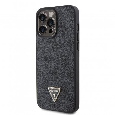 iPhone 15 PRO MAX black PU Leather Triangle Strass GUESS nugarėlė 1