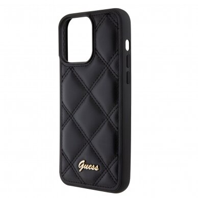 iPhone 15 PRO MAX black PU Quilted Metal Logo GUESS nugarėlė 4