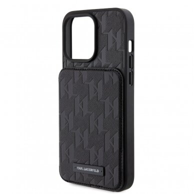 iPhone 15 PRO MAX black Saffiano Cardslots and Stand Monogram KARL LAGERFELD nugarėlė 5