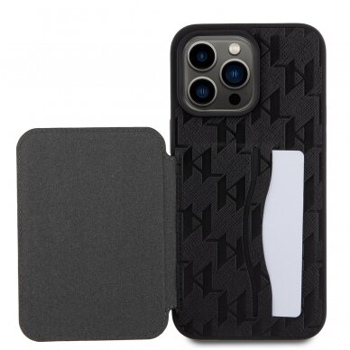 iPhone 15 PRO MAX black Saffiano Cardslots and Stand Monogram KARL LAGERFELD nugarėlė 7