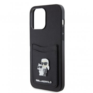 iPhone 15 PRO MAX black Saffiano Cardslots Metal PIN KARL LAGERFELD nugarėlė 4