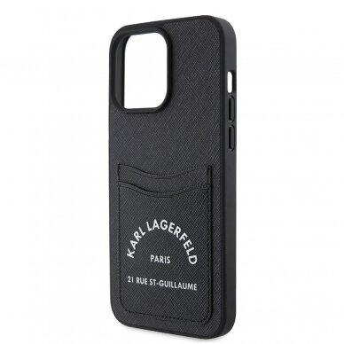 iPhone 15 PRO MAX black Saffiano Cardslots RSG 3D Logo KARL LAGERFELD nugarėlė 5