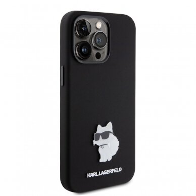 iPhone 15 PRO MAX black Silicone Metal PIN KARL LAGERFELD nugarėlė 2