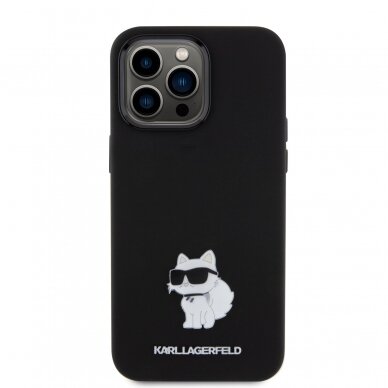 iPhone 15 PRO MAX black Silicone Metal PIN KARL LAGERFELD nugarėlė 3