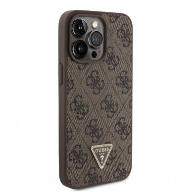 iPhone 15 PRO MAX brown PU Leather Triangle Strass GUESS nugarėlė 3