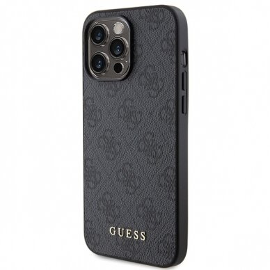 iPhone 15 PRO MAX grey Metal Gold Logo GUESS nugarėlė 9