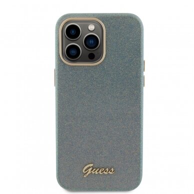 iPhone 15 PRO MAX khaki Glitter Glossy Script GUESS nugarėlė