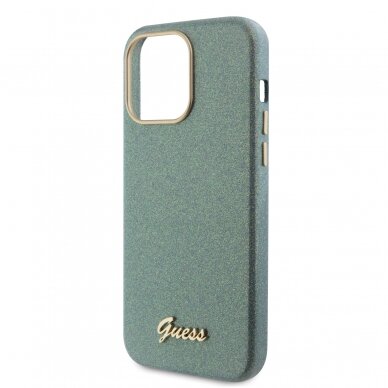 iPhone 15 PRO MAX khaki Glitter Glossy Script GUESS nugarėlė 5