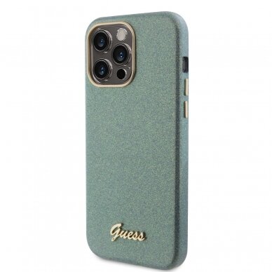 iPhone 15 PRO MAX khaki Glitter Glossy Script GUESS nugarėlė 1